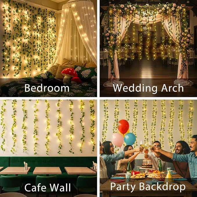 suddus 200 LED Vine with Light Plug in, 6.5ft x 6.5ft Ivy Fairy Curtain Lights - Image 7
