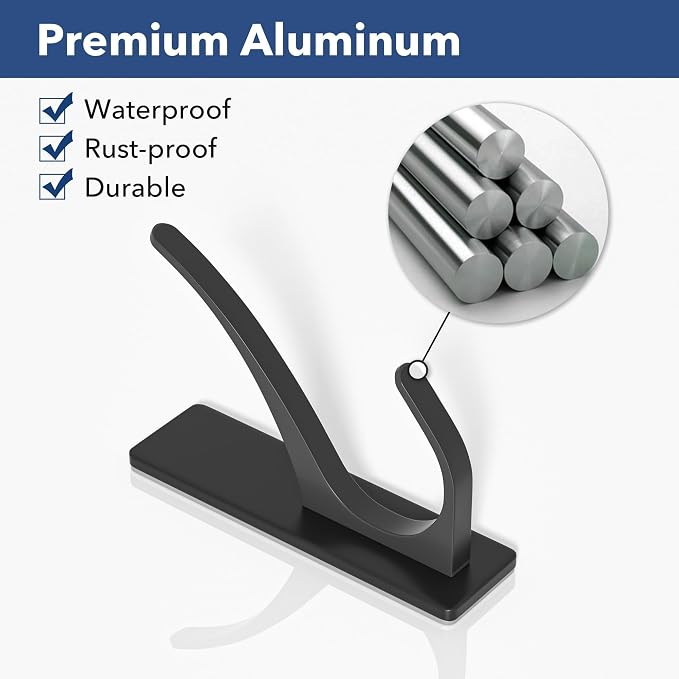 pickpiff 10 Pack Matt Black Self Adhesive Coat Hooks - Image 6