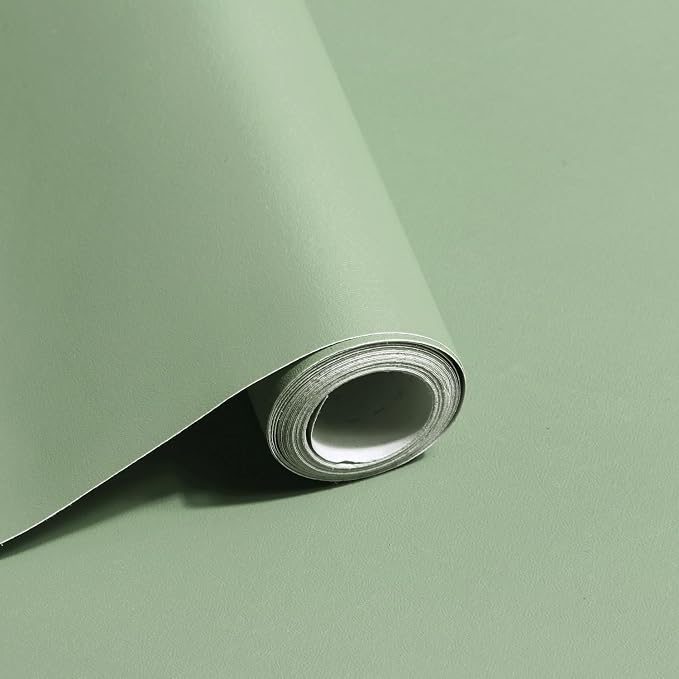 Safiyya 393"x17.7" Light Green Peel and Stick Wallpaper Green Solid Color by SAFIYYA