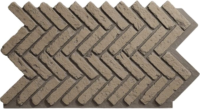 EverStone Herringbone Faux Brick Panel, 46 1/2"W x 25 1/4"H x 1"D, Adobe Color by EkenaMillwork