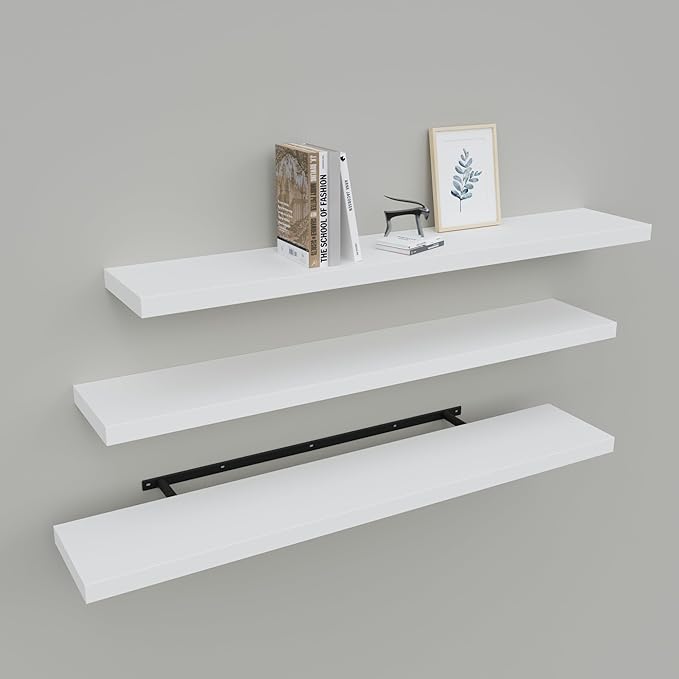 Upassion Floating Shelves for Wall Set of 3, Frame Display White Floating Shelf by Upassion