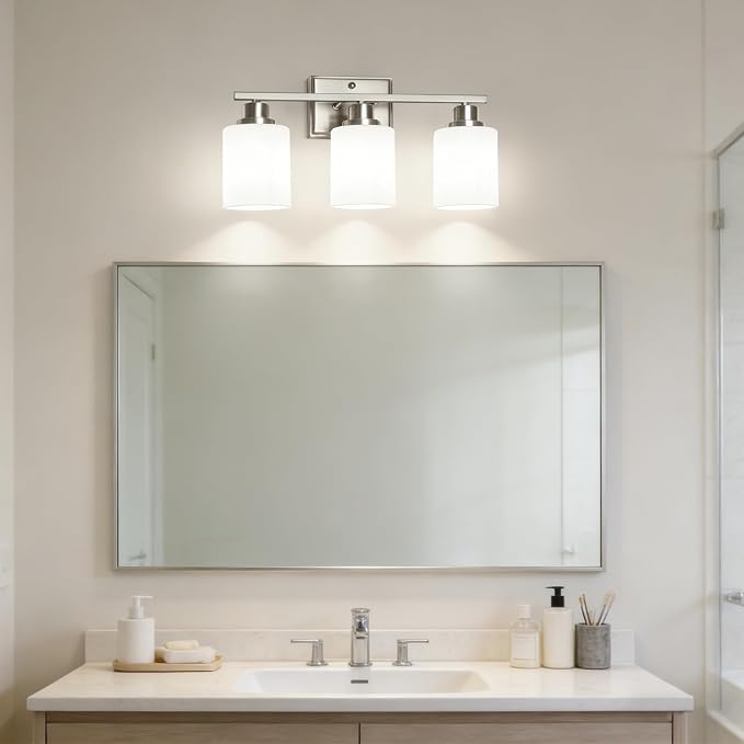 Unicozin 3-Light Bathroom Light Fixtures, Modern Brushed Nickel Vanity Light - Image 7