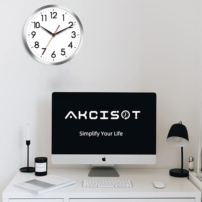 AKCISOT Wall Clock 10 Inch Silent Wall Clocks Battery Operated Non Ticking - Image 6