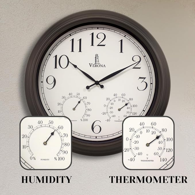 18 inch Outdoor Clocks for Patio Large Waterproof - Image 3