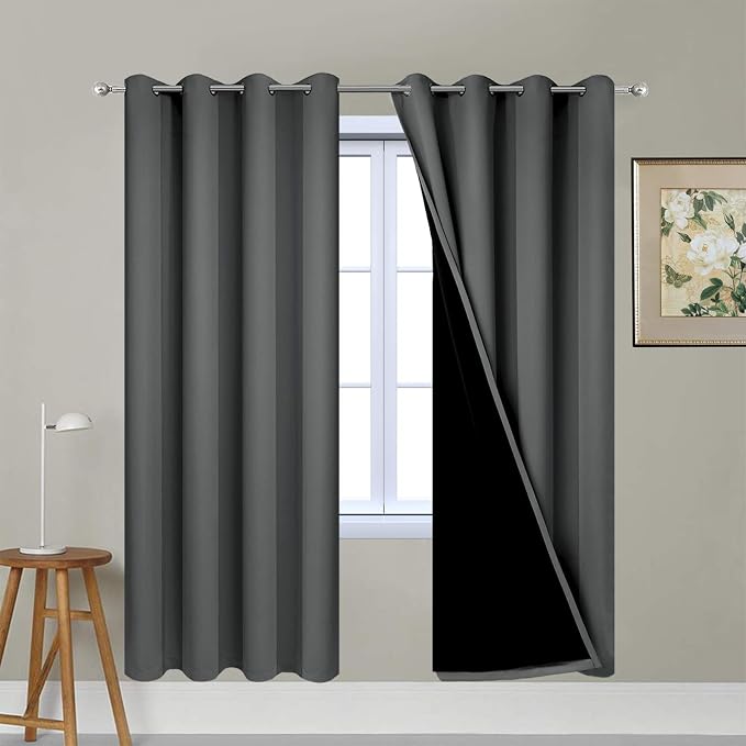 Yakamok 100% Blackout Curtains 72 Inches Long, 2 Thick Layers Thermal Insulated by Yakamok