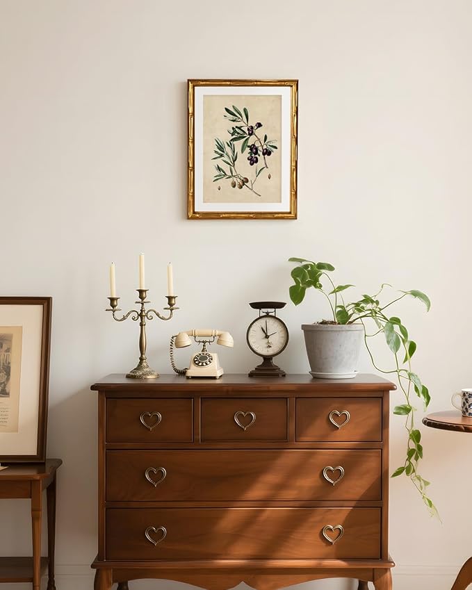 InSimSea Gold Bamboo Framed Canvas Wall Art, Vintage Olives Botanical Prints - Image 2