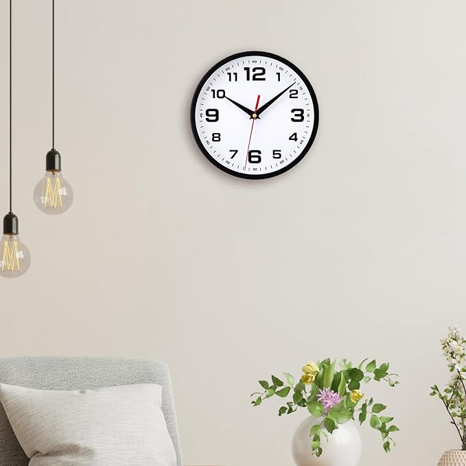 Wall Clock Silent Non-Ticking Modern Clocks Battery Operated 8 Inch Small - Image 7
