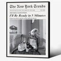 Vintage Newspaper Black Framed Wall Art Trendy Black and White Aesthetic by FuSatisYilife