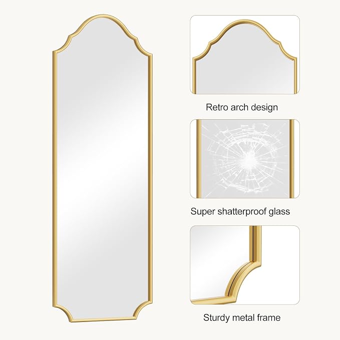 WallBeyond Arched Full Length Mirror Wall Mounted, Living Room, Hanging or - Image 5