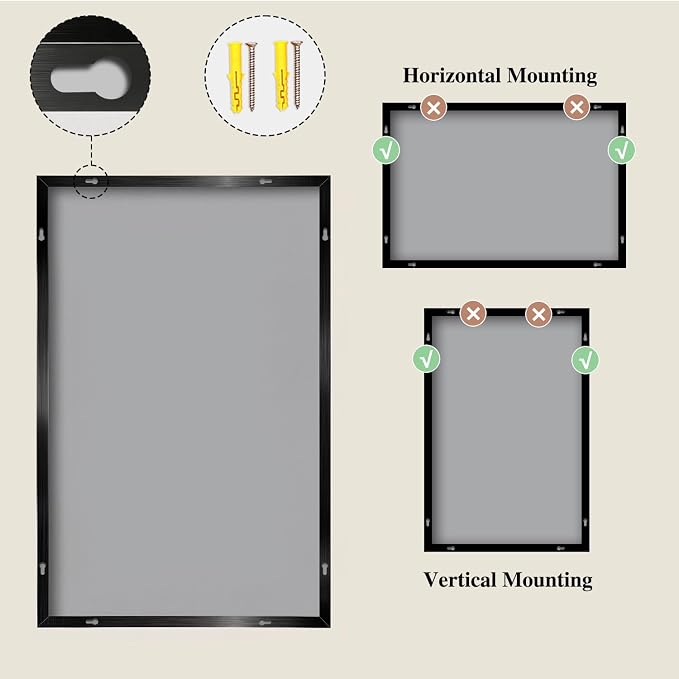 Koonmi Black Mirrors for Wall, 26x38 Inch Bathroom Mirror, Rectangular Wall - Image 8