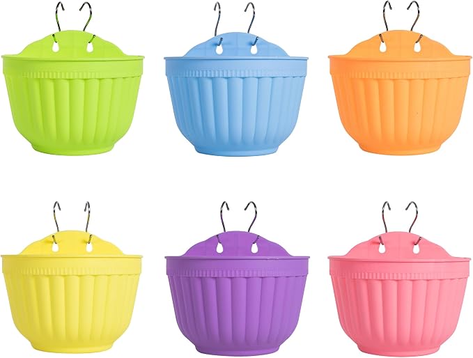 6 Pack Colorful Wall Hanging Planters by OrimercGarden