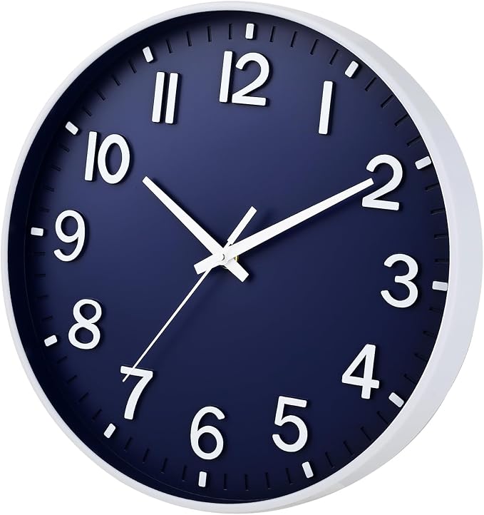 HZDHCLH Navy Blue Wall Clocks Battery Operated, 12 inch Silent Non Ticking - Image 2