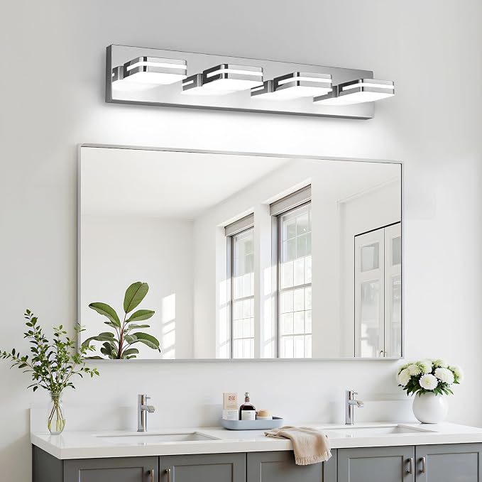 360° Rotate LED Bathroom Vanity Light Fixtures, 1600LM Acrylic Chrome Vanity - Image 7