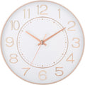 HZDHCLH Modern Wall Clocks Battery Operated, 10 inch White and Rosegold Clock by HZDHCLH