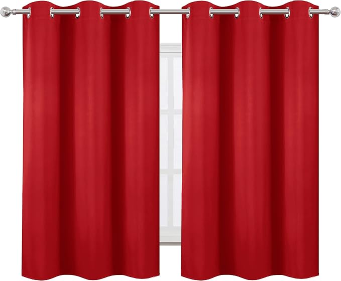 LEMOMO Blackout Curtains 38 x 54 inch/Bright Red Curtains Set of 2 - Image 2