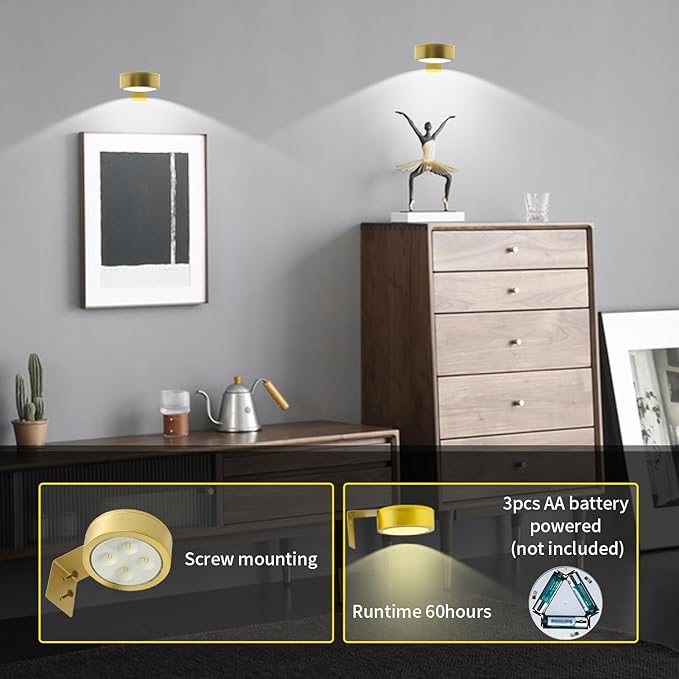 Arixinks Battery Picture Light 3Pack Gold, Wireless Painting Light - Image 6