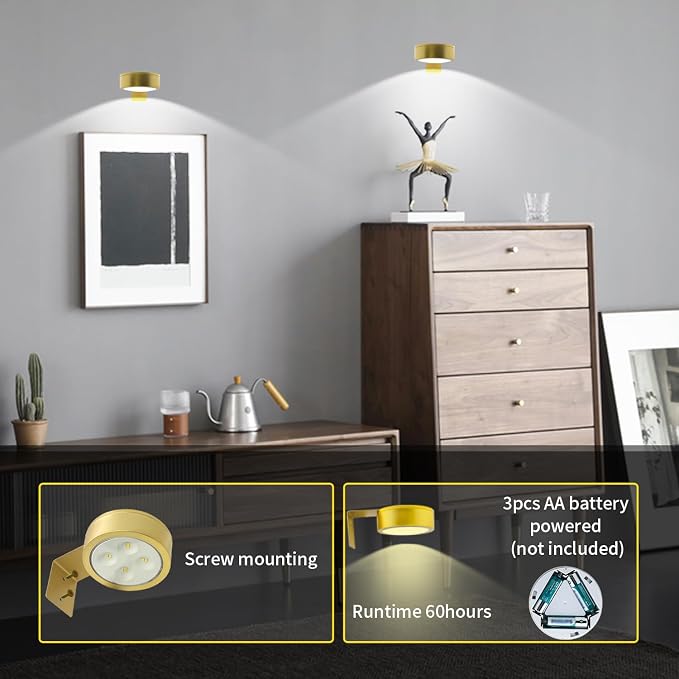 6Pack Picture Light Wireless Wall Painting Light 3 Lighting Art Display - Image 5