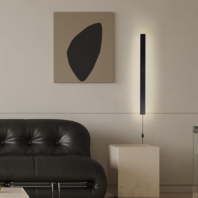 KELUOLY Modern Plug in Wall Lights, 31.4 inch Frosted Black LED Long Wall Sconce - Image 7