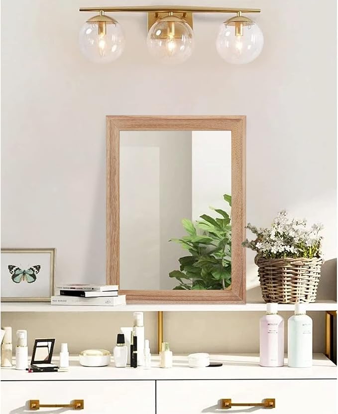 AAZZKANG Rustic Mirrors for Wall Rectangle Wooden Frame Hanging Mirror for - Image 4
