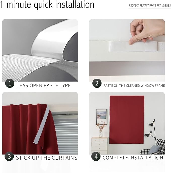 Portable Light Blocking Curtains Self-Stick Design, Removable Adhesive Window - Image 4