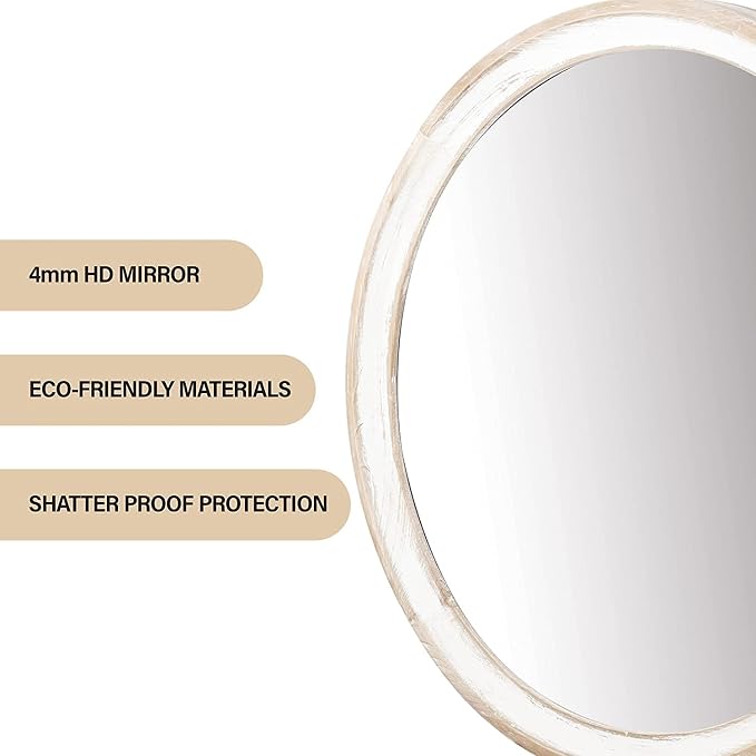 Reflinto 24 Inch Rustic Farmhouse Round Wall Mirror - Image 2