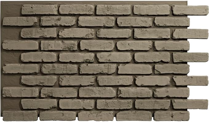 EverStone Aged Brick Faux Brick Panel, 46 7/8"W x 27"H x 1 1/4"D, Vintage White by EkenaMillwork