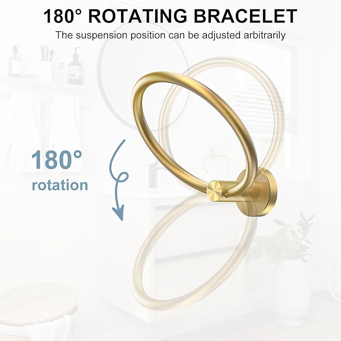 SetSail Towel Holder Screw-in Gold Towel Ring - Image 3