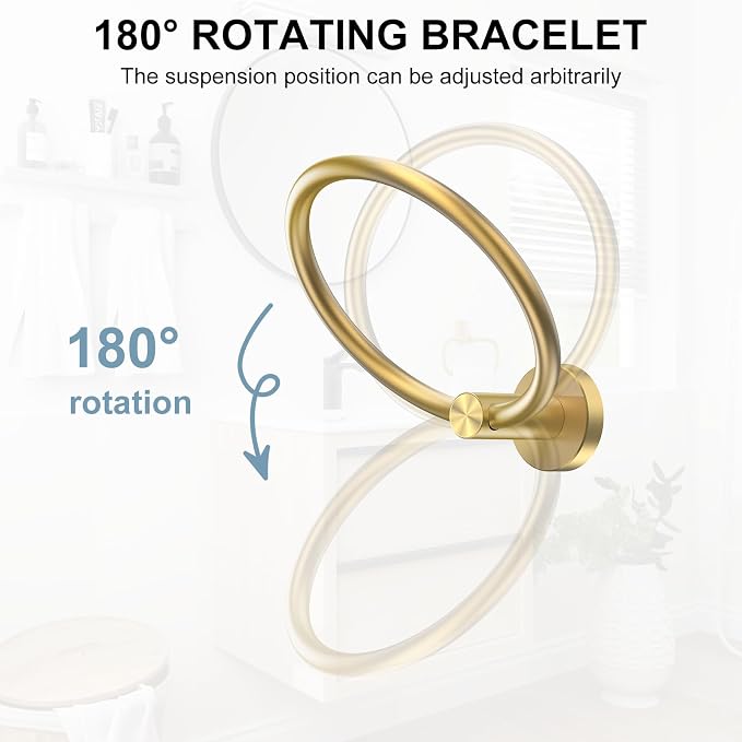 SetSail Towel Holder for Bathroom Wall Gold Towel Ring Stainless Steel Hand - Image 3