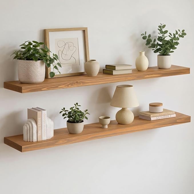 Homeforia 48 inch Golden Oak Floating Shelf, High End Solid Real Wood 48inch by Homeforia