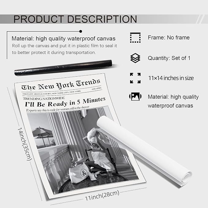 Vintage Newspaper Wall Art Trendy Black and White Aesthetic Posters Funny I'll - Image 2