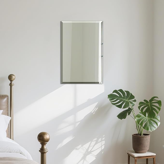 Beveled Bathroom Mirror for Wall, Rectangle Frameless Wall Mirror 24" x 16" - Image 9