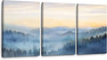 Wall Decor for Bedroom 3 Panel Sunrise Misty Forest Print Picture Paintings by YJYart