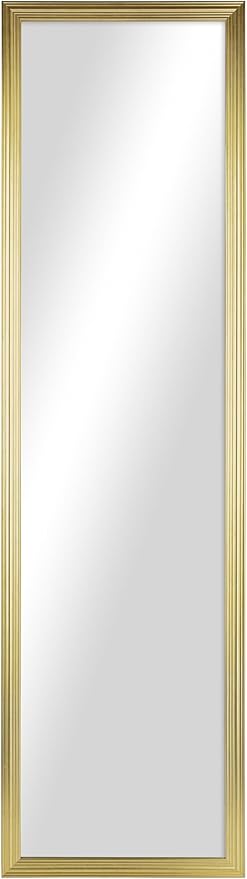 13.5 x 49.5 Inch White Rectangular Large Wall Mirror by Unknown