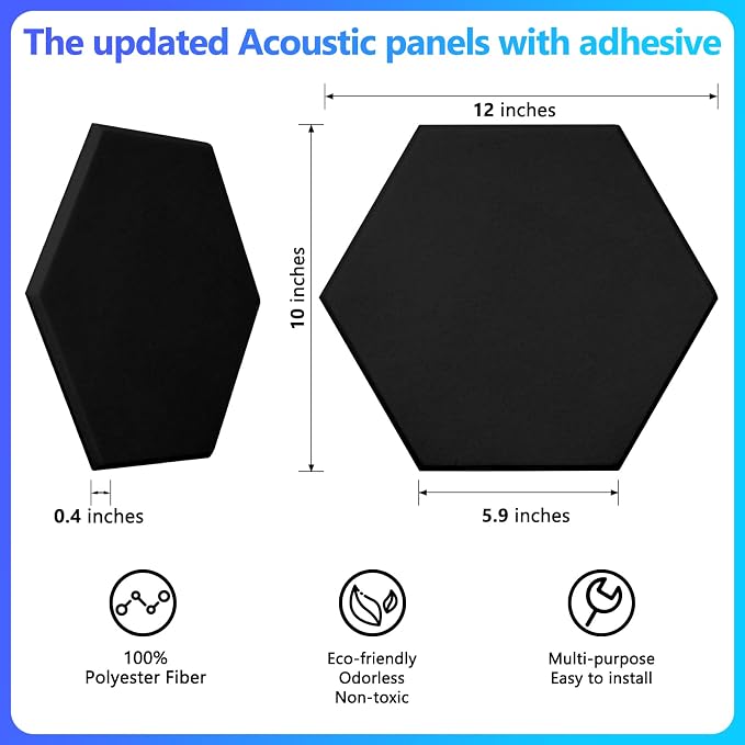 18 Pack Acoustic Panels-12"X10"X 0.4" Self-Adhesive Soundproof Wall Panels - Image 5