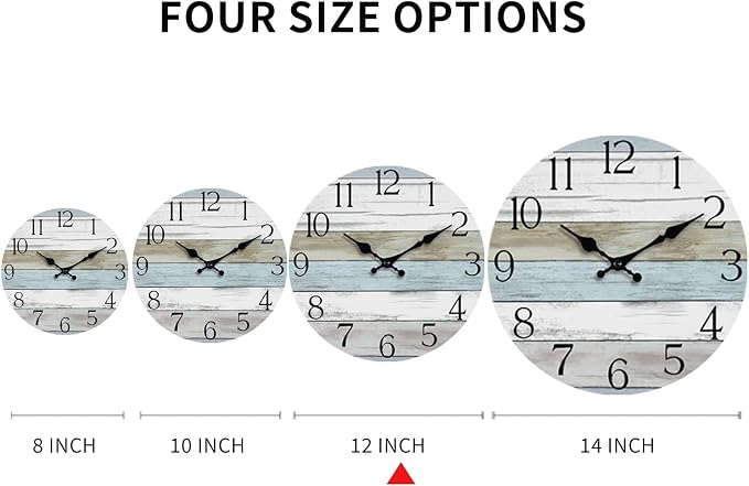 Wall Clock, 12 Inch Wall Clocks Battery Operated Silent Non Ticking, Wooden - Image 4