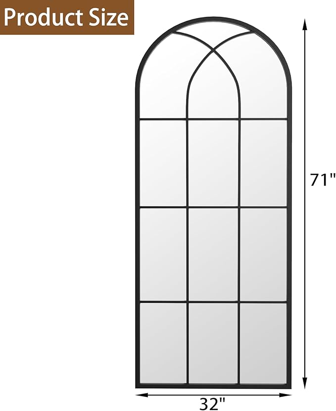 Mirror Full Length, Oversize Farmhouse Standing Wall Mirrors Hanging or Leaning - Image 4