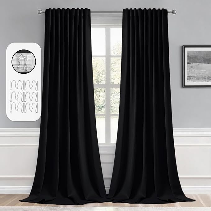 MIULEE Back Tab Blackout Curtains 120 Inch Long 2 Panels Set by MIULEE