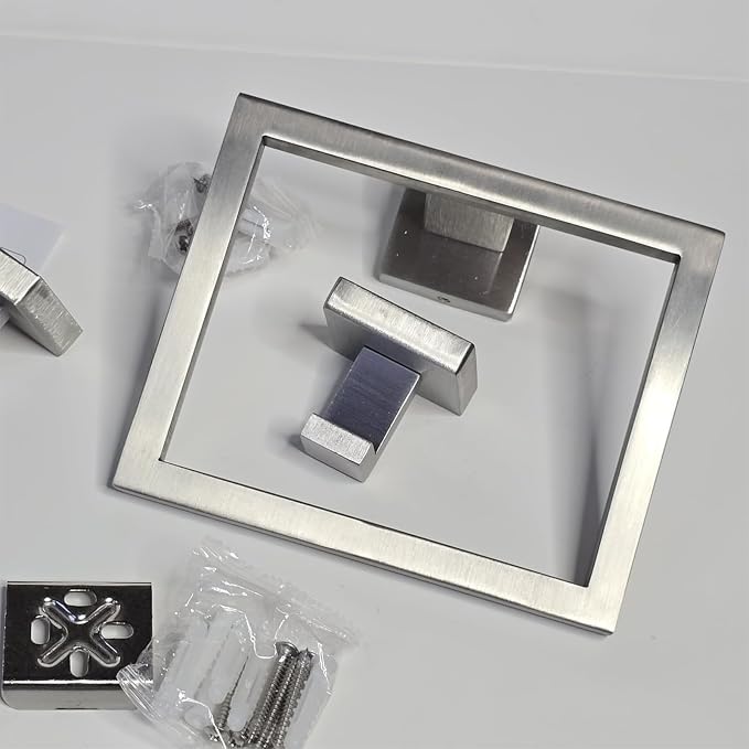 Brushed Nickel Towel Rack for Bathroom Wall Mounted, Bathroom Accessory Set - Image 8
