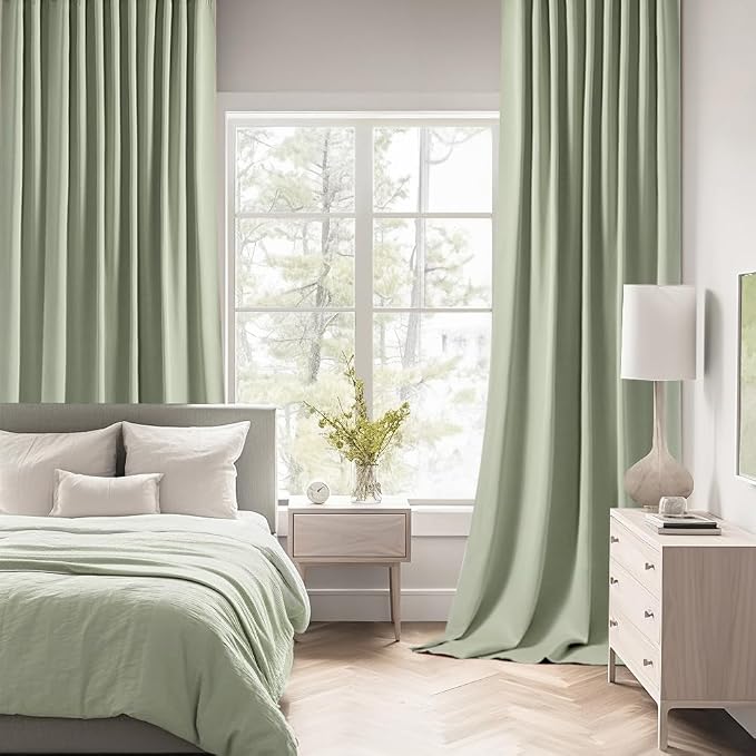 MIULEE Back Tab Sage Green Curtains 120 Inch Long 2 Panels Set - Image 2
