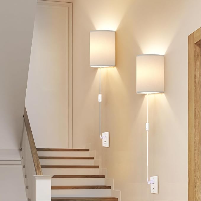 Plug in Wall Sconces Set of Two: Wall Lights - Image 7
