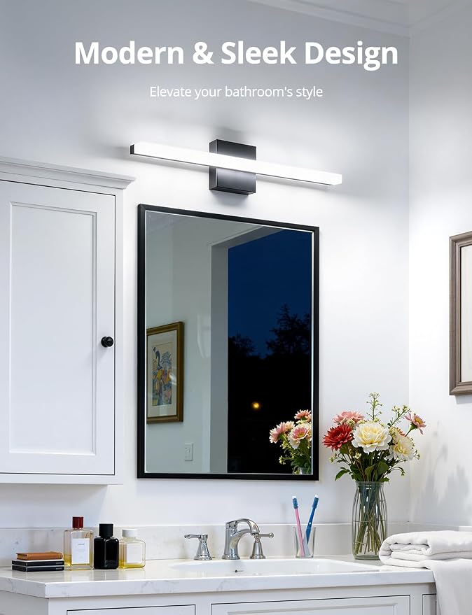 Combuh 2 Pack Bathroom Light Fixtures Black Vanity Lights Bar 24 Inch 14W - Image 3