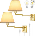 TRLIFE Wall Sconce Plug in, Brushed Brass Dimmable Wall Sconces Set of 2 Swing by TRLIFE