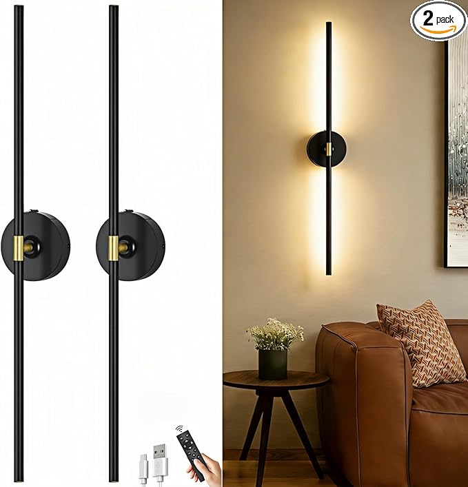 Battery Operated Wall Sconce Set of 2: 10000mAh Wireless Sconces Rechargeable by iThirdHomeOutdoorLighting