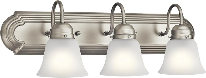 Kichler 24" 3-Light Vanity Bath Light in Brushed Nickel, Modern Bathroom Light by Kichler