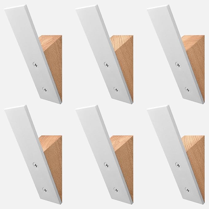 Homeforia Beech Wood Coat Hooks, High End Beech Wood & White Metal Wall Mounted by Homeforia