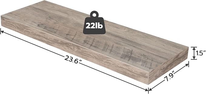 HOOBRO Floating Shelves for Wall, Wall Mounted Shelf Set of 2, 23.6" Hanging - Image 3
