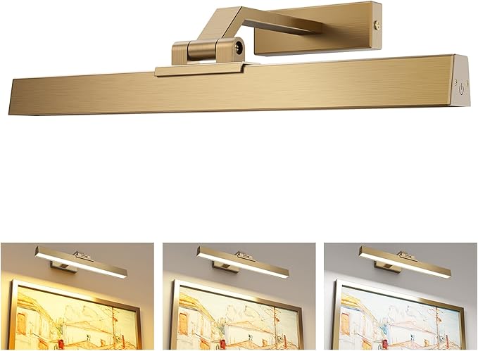 Afyuol Picture Lights for Wall, Brass Battery Operated Picture Light 16in Art by Afyuol