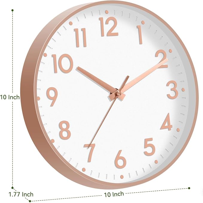 Mosewa Wall Clock 10 Inch, Battery Operated Silent Non-Ticking Modern Analog - Image 3