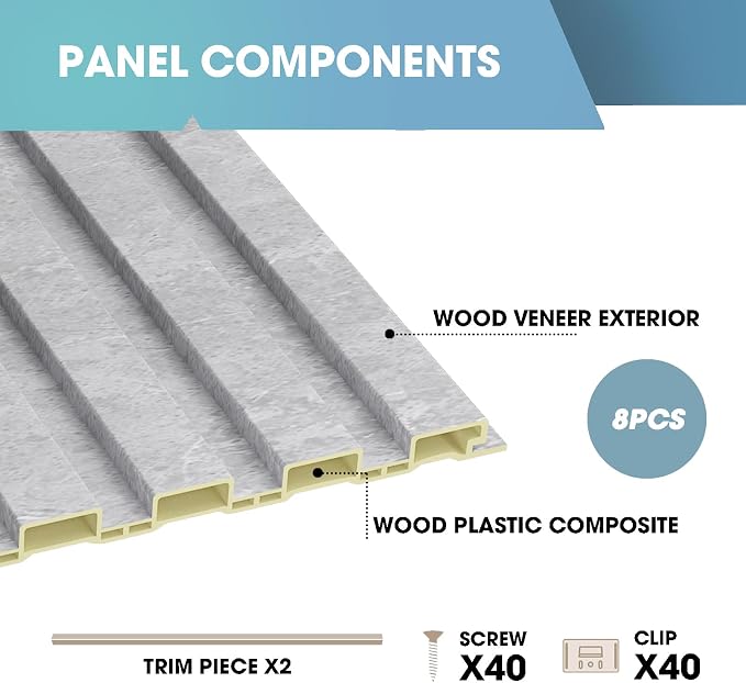 OUZUGIE WPC Acoustic Slat Wall Paneling, Living Room, TV Background, Study Room - Image 4