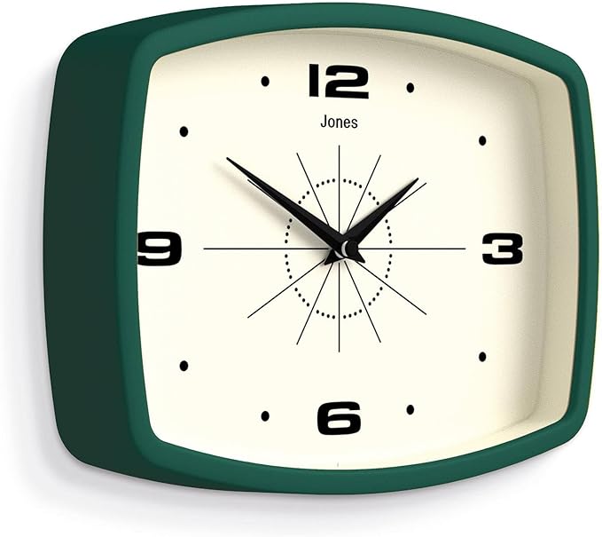 JONES CLOCKS® Movie wall Clock | Retro Rectangular Clock | 10 inch | Dark Green - Image 2